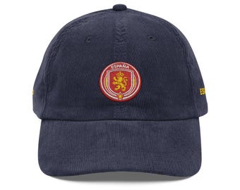 Cappellino da calcio in velluto a coste della Spagna / Cappello retrò vintage da calcio spagnolo / Calcio Coppa del Mondo