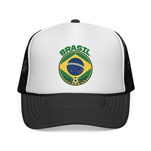Brasil / Brazil Football Crest Trucker Hat | Fifa World Cup Football Hat | Soccer Champions Black