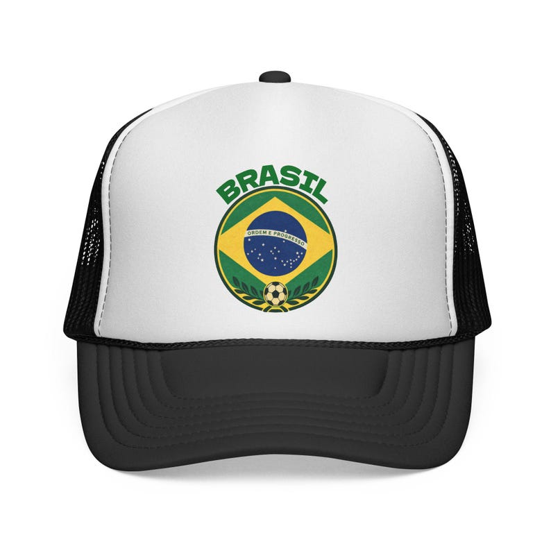 Brasil / Brazil Football Crest Trucker Hat | Fifa World Cup Football Hat | Soccer Champions Black