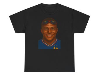 Camiseta gráfica de Kylian Mbappé: Camiseta de algodón para aficionados al fútbol