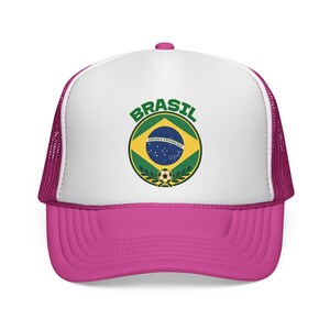 Brasil / Brazil Football Crest Trucker Hat | Fifa World Cup Football Hat | Soccer Champions Pink