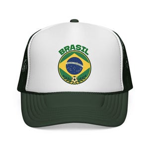 Brasil / Brazil Football Crest Trucker Hat | Fifa World Cup Football Hat | Soccer Champions Dark Green