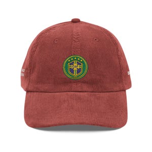 Cappellino da calcio in velluto a coste del Brasile / Cappello retrò vintage da calcio del Brasile / Coppa del Mondo di calcio immagine 5