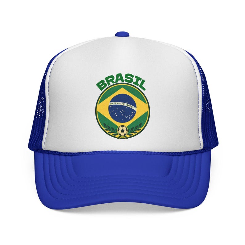 Brasil / Brazil Football Crest Trucker Hat | Fifa World Cup Football Hat | Soccer Champions Royal
