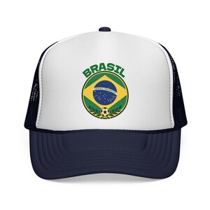Brasil / Brazil Football Crest Trucker Hat | Fifa World Cup Football Hat | Soccer Champions Dark Navy