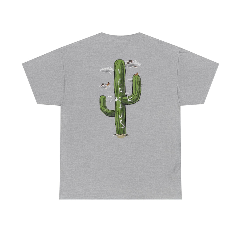 Travis Scott Cactus Jack Graphic Tee, Gildan Heavy Cotton Shirt Sport Grey