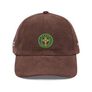 Cappellino da calcio in velluto a coste del Brasile / Cappello retrò vintage da calcio del Brasile / Coppa del Mondo di calcio immagine 4