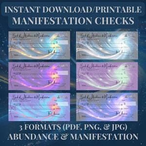 Abundance & Manifestation Checks, Manifestation Checks, Money Manifestation Checkbook, Law of Attraction Checks, Wealth Vision Board Kit