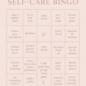 Self Care Bingo card