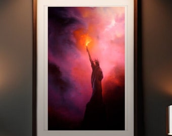 Statue of Liberty Wall Art Print "Sweet Liberty", New York City Poster, American Decor- Hand Signed Print by Artist George Sumner