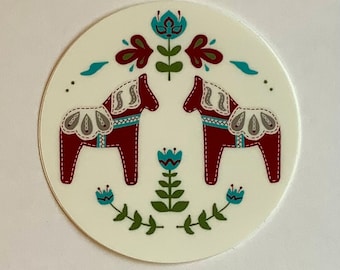 Scandinavian Vinyl Sticker Dala Horse Swedish