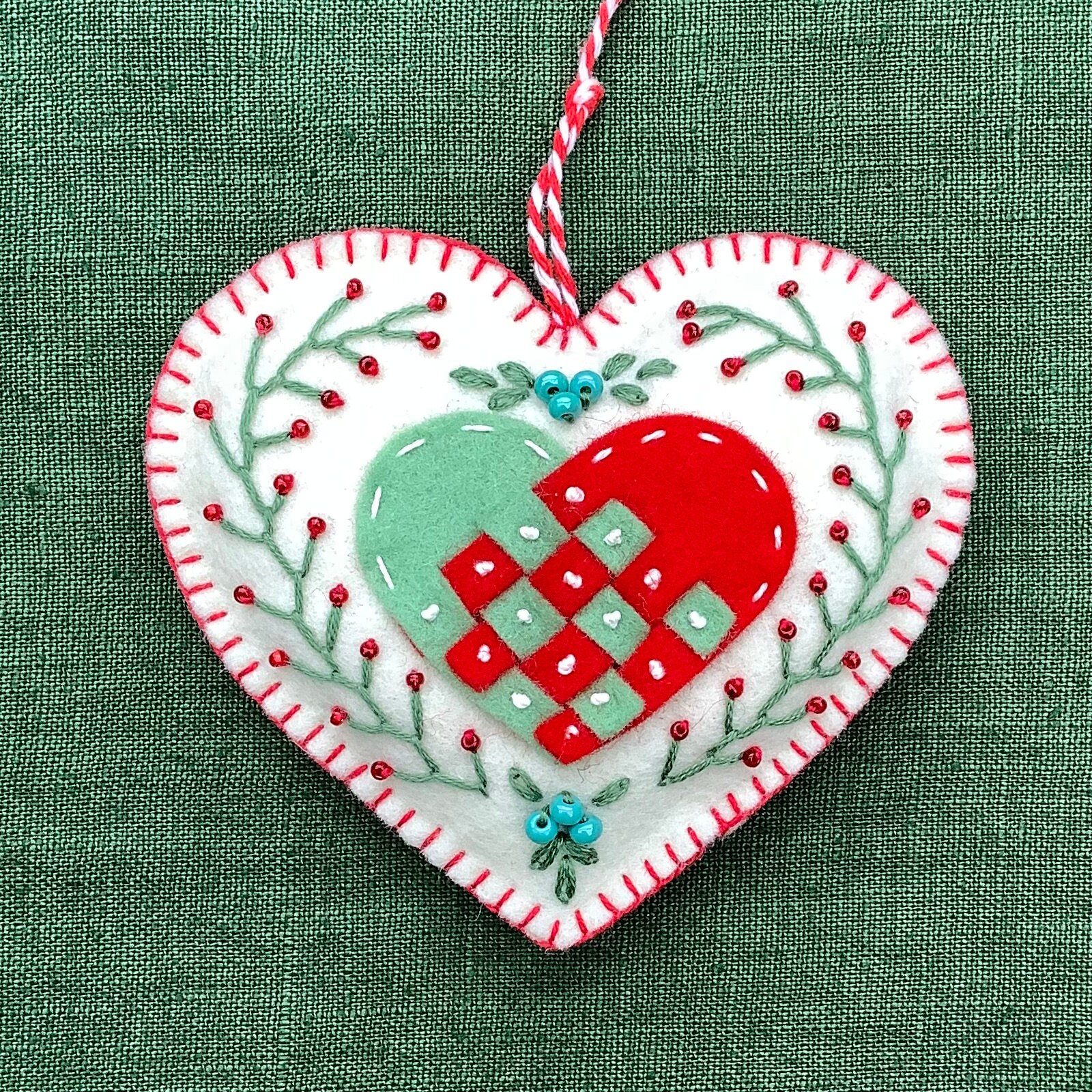 Valentine Heart Ornament PDF Pattern Wool Felt Scandinavian - Etsy