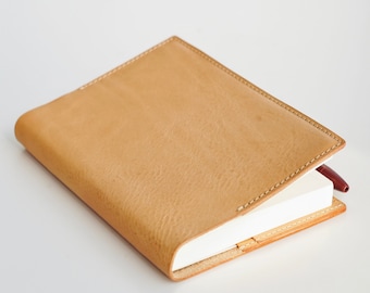 Leather Cover for A6/A5 sized soft cover notebooks - fits Hobonichi planner, Midori, Muji, Apica, Nanami Minerva Box Full grain leather