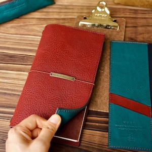 Couverture pour carnet de voyage | Carnet de notes en cuir pleine fleur | Cuir box Minerva | Couverture de journal, porte-cartes, reliure de journal rechargeable