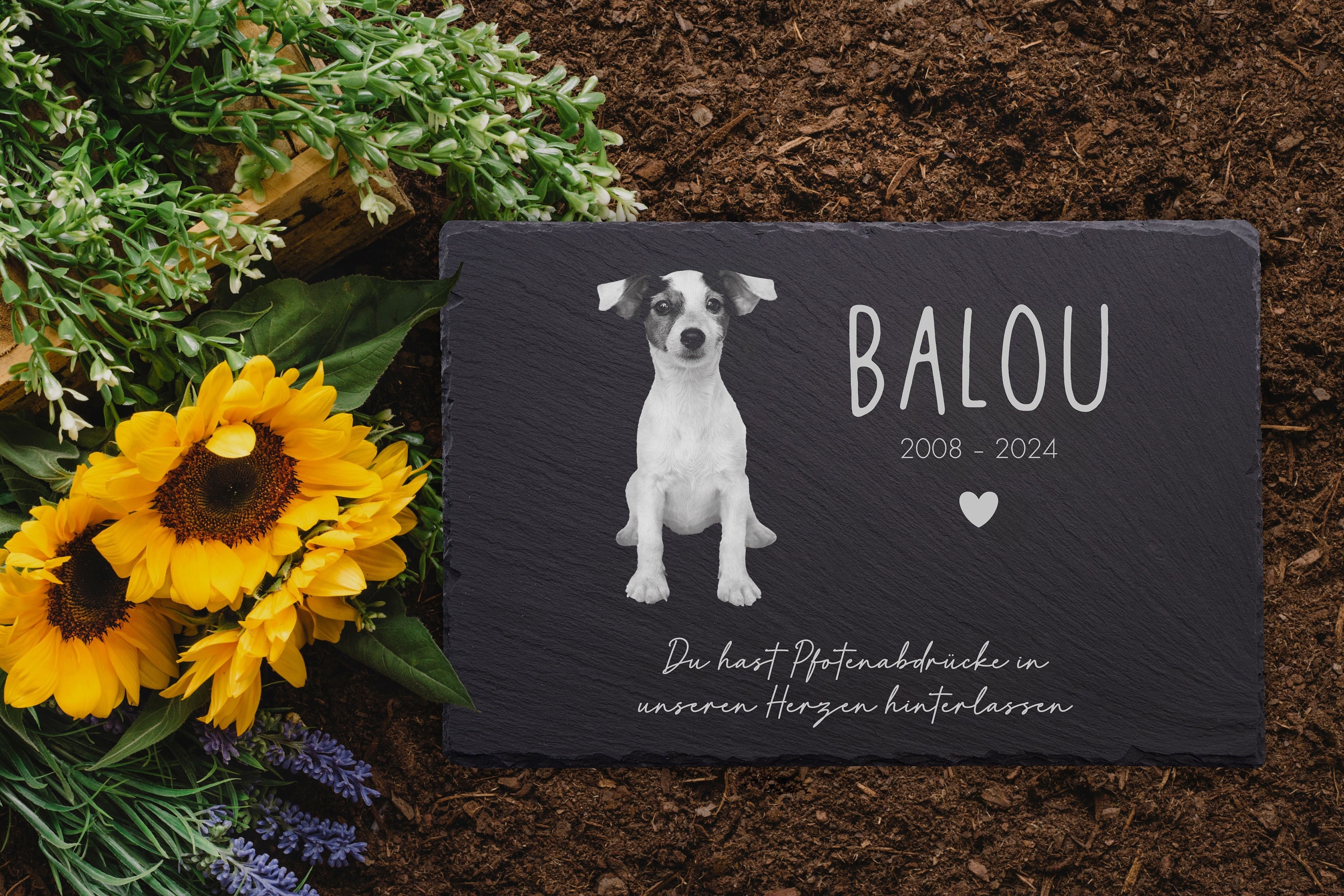 Individual slate pet gravestone 30 x 20 cm, memorial plaque, dog memorial stone, cat memorial stone, memorial stone