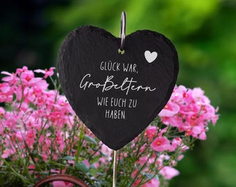 Pietra commemorativa a forma di cuore in ardesia personalizzata per nonna e nonno – lapide con incisione
