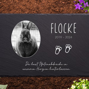 Rabbit gravestone, individual slate pet memorial stone 30 x 20 cm, memorial plaque, memorial stone