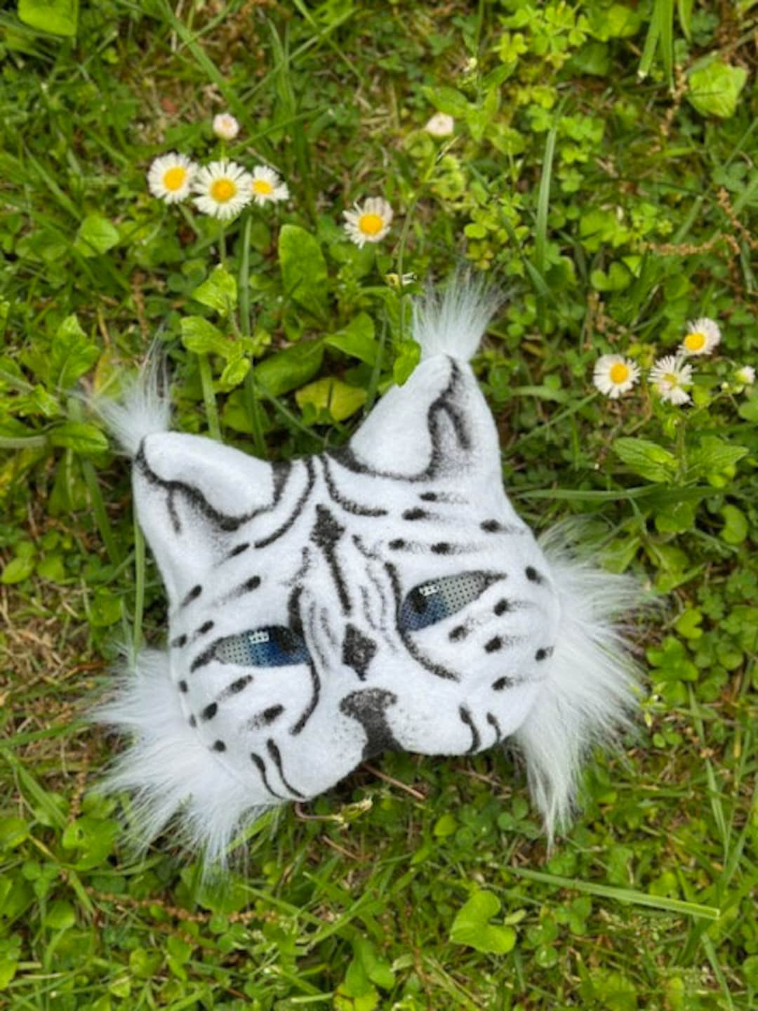 Black and White Snow Leopard Therian Mask Mask Order for Bellagabe - Etsy