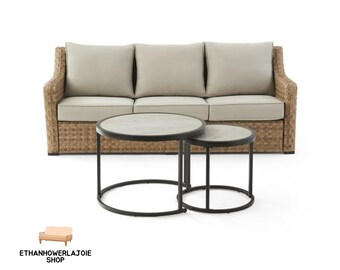 River Oaks Patio Covered Nesting Tables and Outdoor Sofa