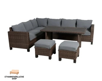 Wicker Dining Sectional Set for Patio Outdoor