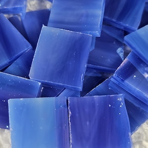 1/2" Medium Blue Iridescent Stained Glass Mosaic Tile 50 PC