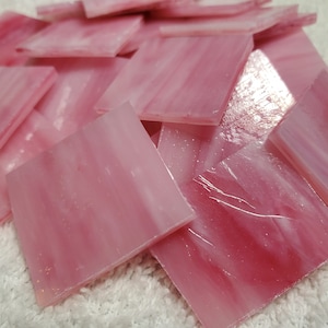 25 PC 1&quot; Pink Variegated Stained Glass Mosaic Tile