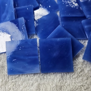 1" Medium Blue Stained Glass Mosaic Tile 25 PC