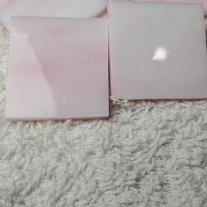 1&quot; Light Pink & White Stained Glass Mosaic 25 PC