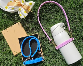 Custom Engraved Silicone Bottle Band with Strap, Personalized Anti-Slip Sippy Cup Label in Gift Box, Ideal Gift for Kids & Families