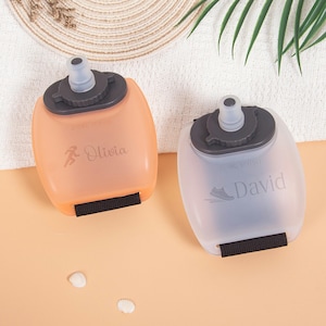 Botella de agua de silicona personalizada para muñeca de 6.8 oz, pulsera de hidratación deportiva con grabado personalizado, ideal para correr, andar en bicicleta y hacer ejercicio.