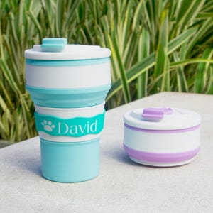 Vaso de agua de silicona plegable con grabado personalizado de 16,9 oz, botella de viaje portátil personalizada a prueba de fugas, regalo ideal para viajeros y cumpleaños