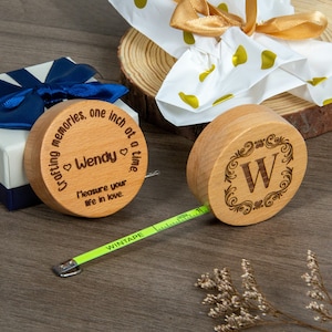 Cinta métrica de madera grabada personalizada de 80"/2 m, herramienta de medición personalizada en caja de regalo, regalo ideal para artesanos, familias y eventos corporativos