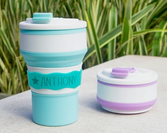 Custom Engraved Foldable Silicone Water Cup 16.9 fl oz, Personalized Portable Leak-Proof Travel Bottle, Ideal Gift for Travelers & Birthdays