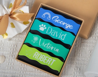 Custom Engraved Silicone Bottle Bands, Personalized Anti-Slip Sippy Cup Labels in Gift Box, Ideal Gift for Kids & Families