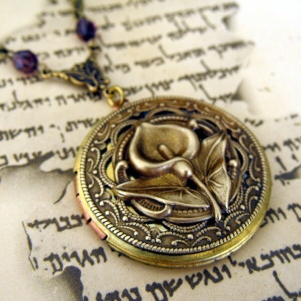 Calla Lilly Brass Locket