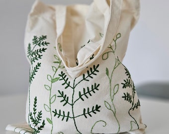 Embroidered tote bag Reusable shopping bag