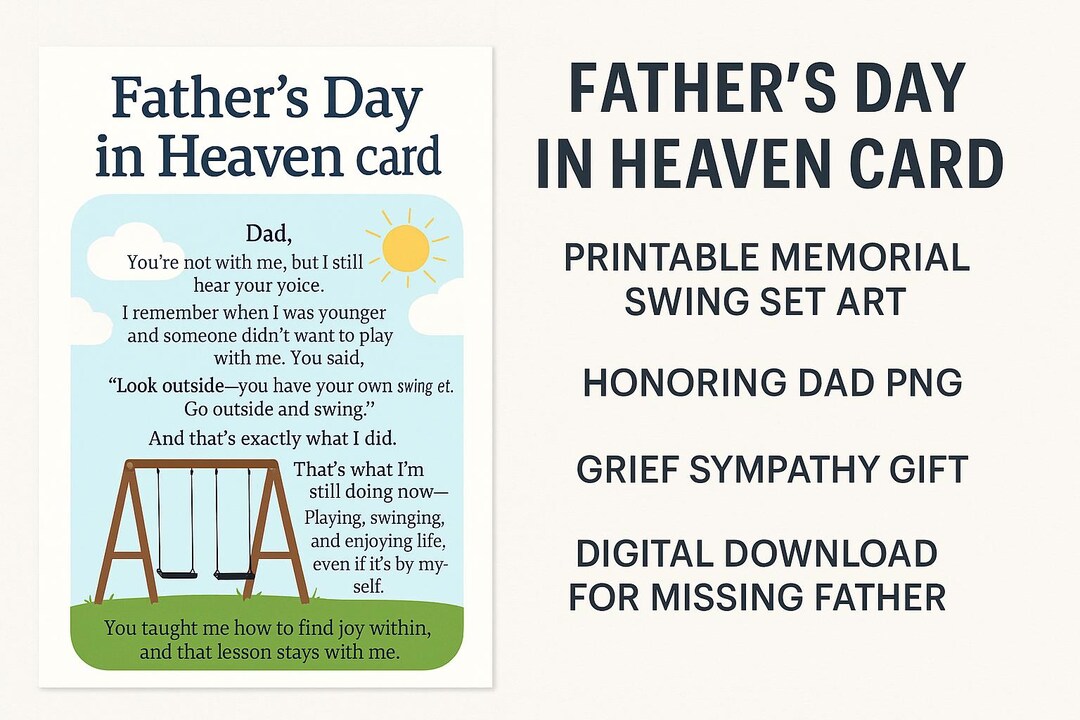 Father’s Day in Heaven Card • Printable Memorial Swing Set Art ...