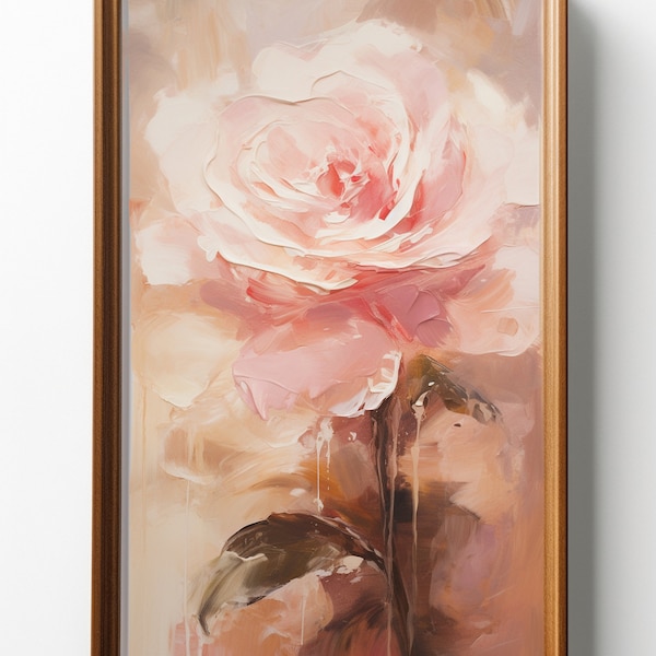 PRINTABLE rose blush, vintage oil painting
