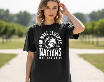 Christelijk T-shirt Matteüs 28:19, T-shirt met bijbeltekst