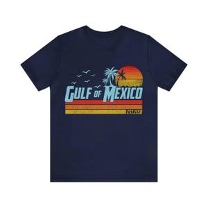 Golfe du Mexique Est 1550 T-shirt de plage vintage rétro, t-shirt design côtier, vêtements pour amateurs de cartes anciennes, cadeau de plage unique pour homme et femme