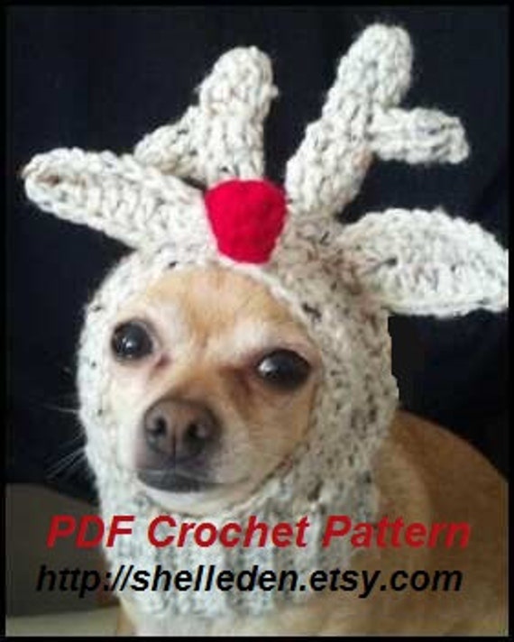 PDF Crochet Pattern for Doggie Reindeer Hat for Small Breed Etsy