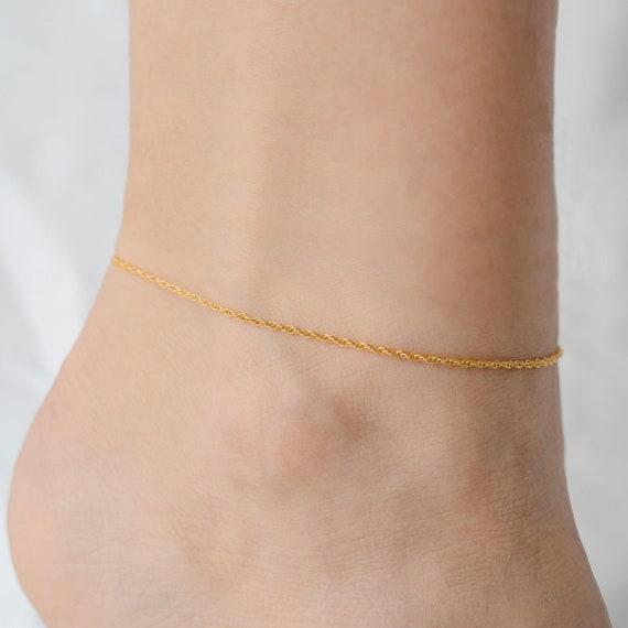 French Rope Anklet | 14K Gold Filled Anklet Chain… - image 2
