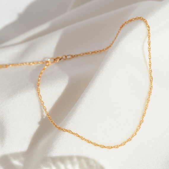 French Rope Anklet | 14K Gold Filled Anklet Chain… - image 1
