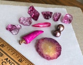 Pink Gemstone Beads, Chalcedony Quartz Stalactite Slice Pearls, Loose Gemstone Beads,