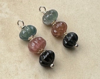 Earring Ready Dangles, Tourmaline Bead Assemblies for Earrings Crafts, Beaded Pendant or Earring Charms