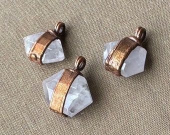 Electroformed Amethyst Hexagon Pendant, Copper Pendant, Purple Gemstone