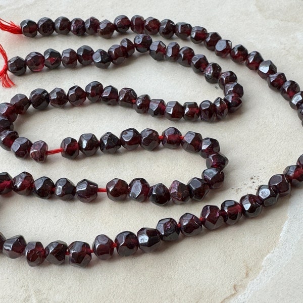 Garnet Beads, Small Faceted Nugget Gemstone Beads