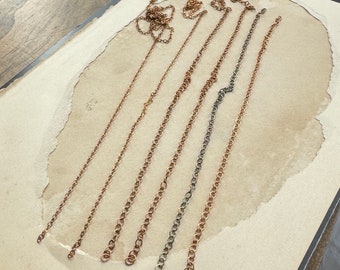 Set of Bronze Chains, Mixed Short and Necklace Length Chain Pieces, Different Lengths