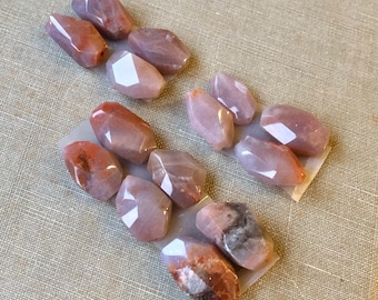 Red Agate Beads, Colorado River Agate Faceted Nugget Pairs of Beads