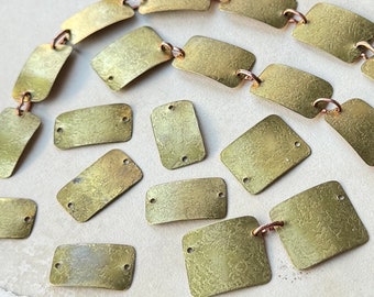 Brass Rectangles, Handmade Textured Brass Connectors, Handmade Jewelry Making Supplies